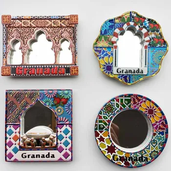 Buzdolabı hatıra mıknatıs Granada İspanya Umman El Boyalı Reçine Buzdolabı Mıknatısları Sticker Ülke Seyahat Zanaat Ev Dekor Hediyeler