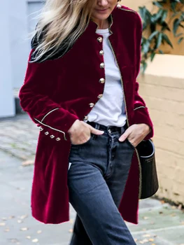 Giyim Kadınlar İçin Yeni Uzun Kollu Standı Yaka Loungewear Ceketler Katı Tek Göğüslü Hırka Mont Streetwear Dropshipping 0