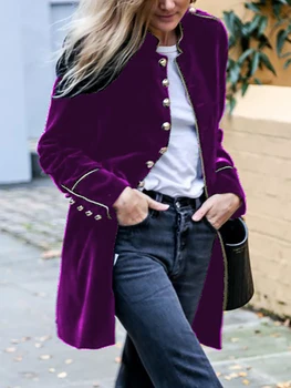Giyim Kadınlar İçin Yeni Uzun Kollu Standı Yaka Loungewear Ceketler Katı Tek Göğüslü Hırka Mont Streetwear Dropshipping 1
