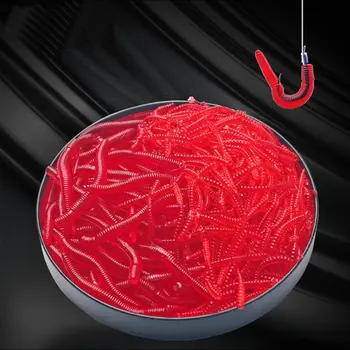 20 ADET-100 adet Gerçekçi Kırmızı Solucan Yumuşak Cazibesi 35mm Solucan Balıkçılık Silikon Yapay Yem Balık Kokusu Karides Katkı Maddesi Bas Sazan