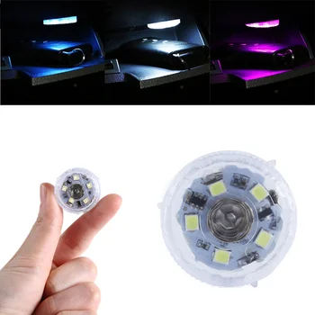 Taşınabilir araba Mini Led ışıkları dokunmatik anahtarı araba ortam lambası iç gece lambası kablosuz beyaz / mavi / mor lambalar