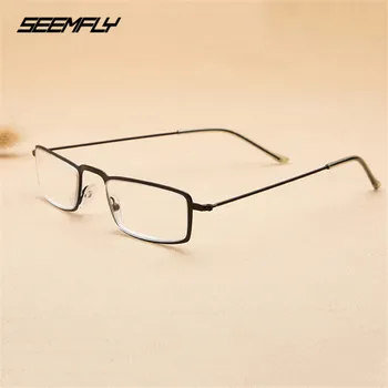 Seemfly Ultralight Moda Erkek Kadın okuma gözlüğü Klasik Paslanmaz Çelik Çerçeve Presbiyopi Gözlük HD Reçine Lens Gözlük