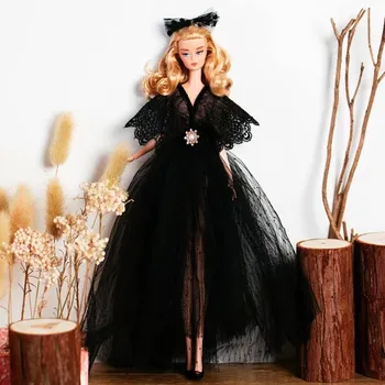 1/6 BJD Giysileri Klasik Siyah Dantel düğün elbisesi için barbie oyuncak bebek Giysileri Barbie Kıyafetler Elbise 11.5 