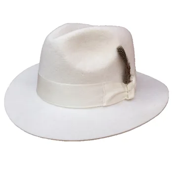 Klasik Beyaz erkek Yün fötr şapka Şapka Godfather Şapka-Amerikan Tarzı