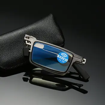 2021 Katlanabilir Ultra İnce okuma gözlüğü Erkekler Kadınlar için Anti-mavi ışık Gözlük Metal Yuvarlak Çerçeve okuma gözlüğü + 1.0 ila + 3.0