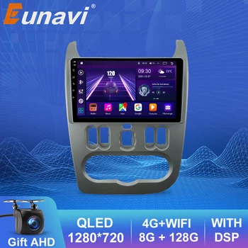 Eunavi 2din Android otomatik Renault Logan İçin 1 Sandero 2009-2015 Lada Largus Lergus 2012-2020 Dacia Duster 2010-2017 Araba radyo GPS