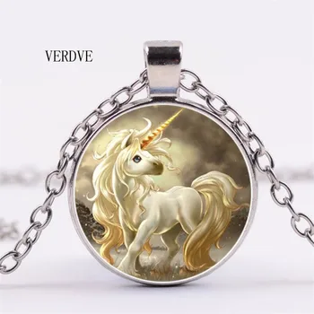 VERDVE Sıcak Ucuz Ucuz Unicorn unicorn kristal cam kolye kolye hediye takı