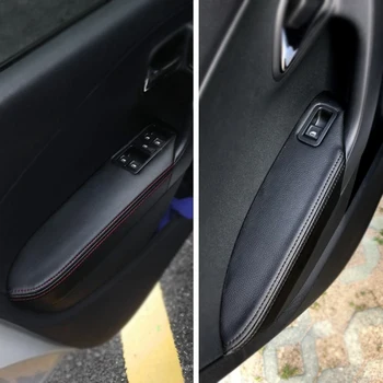 Sadece Hatchback VW Polo 2011 İçin 2012 2013 2014 2015 2016 Araba Kapı Kolu Kol Dayama Paneli Mikrofiber deri kılıf