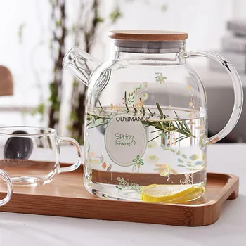 Avrupa yaratıcı şeffaf ısıya dayanıklı cam çaydanlıklar soğuk su kabı filtre çiçek çayı Pot büyük kapasiteli ofis su ısıtıcısı