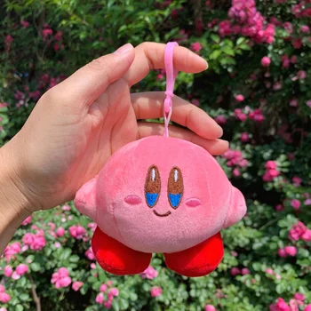 Sevimli Anime Çevreleyen Yumuşak Dolgu Yıldız Kirby Peluş Çocuk Bebek Pembe Kız Kalp pelüş çanta Kolye Araba Anahtarlık Küçük Kolye
