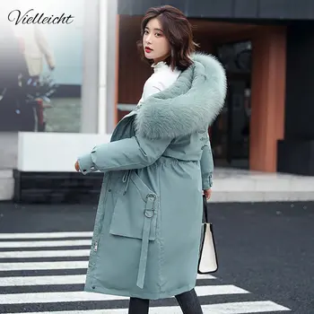Vielleicht-30 Derece Kadın Ceket Uzun Parkas Kadın Ceket Kış sıcak Çıkarılabilir Kürk Astar Kapüşonlu Kış Ceket Kadın Dış Giyim