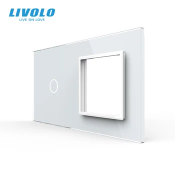 Yeni Livolo Lüks Beyaz İnci Kristal Cam, 151mm * 80mm, AB standart, 1Gang & 1 Çerçeve Cam Panel, VL-C7-C1 / SR-11 (4 Renk)