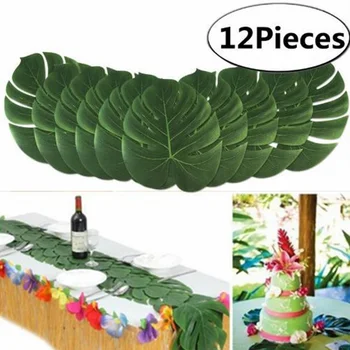 12PCS Yeşil Orman Bitkiler Yapay Yaprak Tropikal Palm Bırakır Ada Bitki Düğün Parti Tablo Ev dekorasyon 5BB5724