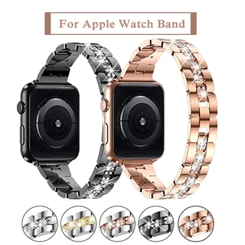 Sapanlar Apple Watch serisi 3 için 44mm 38mm 40mm 42mm bant kadın için lüks bilezik Paslanmaz Çelik kordonlu saat iwatch için