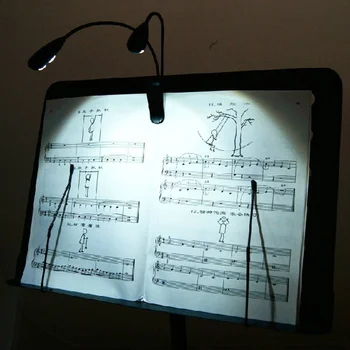 Clip - on 2 çift kol 4 LED kitap müzik standı ışık lambası siyah piyano keman müzik aletleri performans