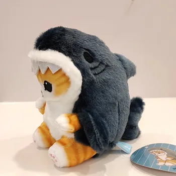 Kawaii Tempura Kızarmış Karides Köpekbalığı Kedi Peluş Bebek Anahtarlık Karikatür Sevimli Mofusand Anime Hobi Kolye Sırt Çantası Kız Arkadaşı için Hediye 2