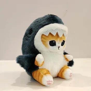 Kawaii Tempura Kızarmış Karides Köpekbalığı Kedi Peluş Bebek Anahtarlık Karikatür Sevimli Mofusand Anime Hobi Kolye Sırt Çantası Kız Arkadaşı için Hediye 3