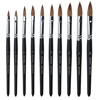 10 Boyutları Saf Kolinsky Sable saç fırçaları Tırnak Sanat Boyama Çizim Fırça UV Jel Oyma Kalem DIY Tırnak Çizim Sıvı siyah saplı fırça