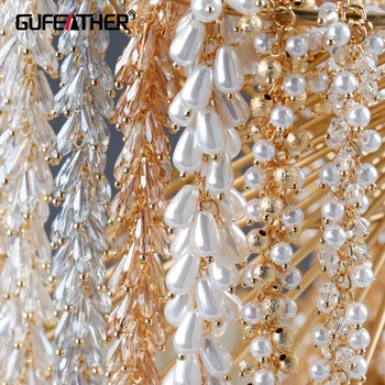 GUFEATHER C212 zincir geçiş REACH nikel ücretsiz 18 k altın kaplama bakır plastik ınci kristal diy kolye takı yapımı 50 cm / grup