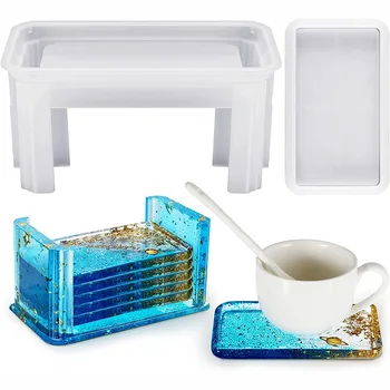 DIY Kristal Epoksi Reçine Kalıp Depolama Standı Dekorasyon Dikdörtgen saklama kutusu çay bardağı Mat silikon kalıp
