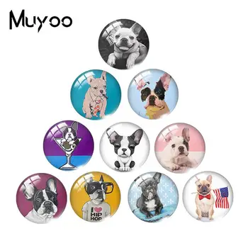 2019 Yeni Sevimli Fransız Bulldog Köpek Cam Kubbe Cabochon Buldozer Cabochons Sanat Fotoğraf Köpek severlerin Takı Hediyeler