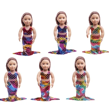 18 İnç amerikan oyuncak bebek Kız Giysileri Fantezi Renkli Denizkızı Kuyruğu Mayo Yenidoğan bebek oyuncakları Aksesuarları Fit 43Cm Kız Bebek Hediye