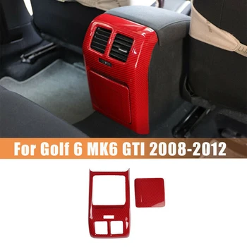 Kırmızı Karbon Fiber Arka Hava Çıkış Vent Trim koruma kapağı Anti-Kick Paneli Golf 6 için MK6-2008-2012