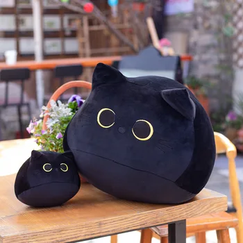 18-55cm Kabarık Siyah Kedi peluş oyuncaklar Doldurulmuş Hayvan Kediler Yumuşak Yastık Şekerleme Yastık Ev Dekorasyon Yaratıcı doğum günü hediyesi çocuklar için
