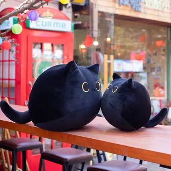 18-55cm Kabarık Siyah Kedi peluş oyuncaklar Doldurulmuş Hayvan Kediler Yumuşak Yastık Şekerleme Yastık Ev Dekorasyon Yaratıcı doğum günü hediyesi çocuklar için 2