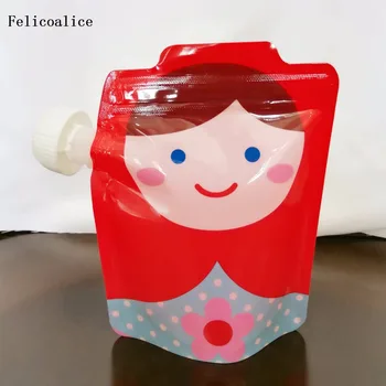 Çevre dostu 1 adet yiyecek torbası BPA Ücretsiz Bebek Sınıfı plastik kullanımlık sevimli sıkmak ambalaj fermuarlı çantalar kilit Çocuklar besleme