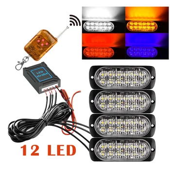 4x12 LED acil durum elektronik flaşı Stroboskoplar Arabalar için 12v 24v Polis Flaşör Sarı Mavi Kırmızı Led Uyarı Işıkları Otomatik Kamyonlar için