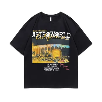 Başar Kaktüs Jack Tshirt ASTROWORLD TUR BURADA OLSAYDI T-shirt Erkek Kadın Moda Hip Hop Vintage Tees Siyah T gömlek