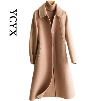 YCYX Kadın Moda Ceket Yün Ceket Düz Renk Kore İnce Kadın Yün Zarif Kadın Giyim Yün Palto YCYX086