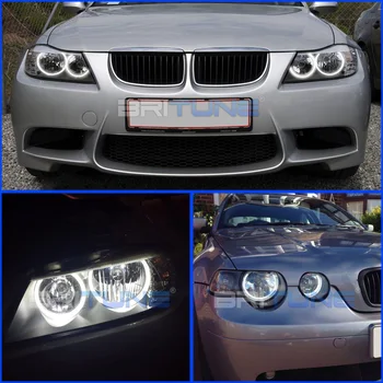 COB Melek Gözler Tuning BMW E46 ti/td Kompakt E83 E91 E90 X3 Halojen far LED Halo DRL araba ışıkları Aksesuarları Güçlendirme 5