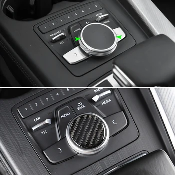 Araba Karbon Fiber Merkezi Vites Kontrol Paneli Multimedya anahtar düğmesi Kapak Sticker Trim İçin Audi A4 B9 A4L 2017 2018