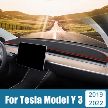 Araba Dashboard Kapak Paspaslar Önlemek ışıklı çerçeve Anti-UV Kılıfı Halı Tesla Modeli 3 2019 2020 2021 Model Y 2021 2022 Aksesuarları