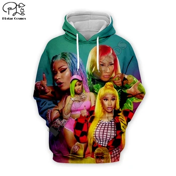 Nicki Minaj Yumuşak Sıcak şarkıcı 3d Hoodies Baskı Kadınlar / Erkekler rahat Serin Uzun Kollu Baskı Tişörtü Kapşonlu Moda unisex Giyim