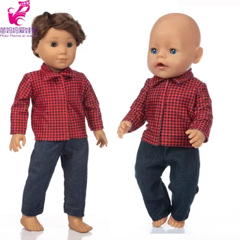 18 inç kız erkek oyuncak bebek giysileri pantolon 40cm bebek bebek kafes bluz pantolon