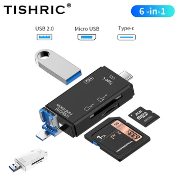 TISHRIC 6 İn 1 kart okuyucu USB TİP C SD Mikro SD TF Hafıza Kartı Adaptörü Akıllı Bellek kart okuyucu SD Kart Okuyucu