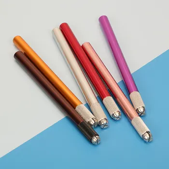 7 Renk 10 Adet Microblade Stift Alüminyum Alaşımlı Manuel dövme kalemi Kalıcı Makyaj İçin Microblading Kalem Kaş Dövme Tebori Kalem 0