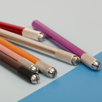 7 Renk 10 Adet Microblade Stift Alüminyum Alaşımlı Manuel dövme kalemi Kalıcı Makyaj İçin Microblading Kalem Kaş Dövme Tebori Kalem 3