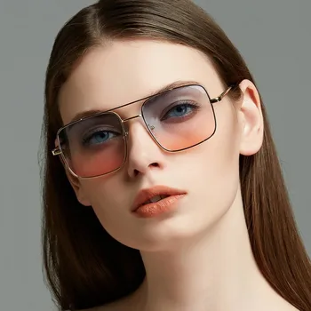 Yeni Boy Kare Güneş Gözlüğü Kadın Lüks Marka Tasarımcısı Çerçeve Şeffaf Degrade güneş gözlüğü Oculos De Sol Feminino