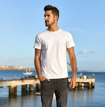 W2167-erkek kısa kollu tişört yaz erkek slim fit uzun kollu erkek gömlek beyaz üst yuvarlak boyun düz renk dipli gömlek. 2
