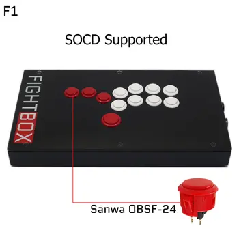 FightBox F1 Tüm Düğmeler Hitbox Tarzı oyun kolu Mücadele Sopa Oyun Denetleyicisi İçin PS4/PS3/PC Sanwa OBSF-24 30 Siyah