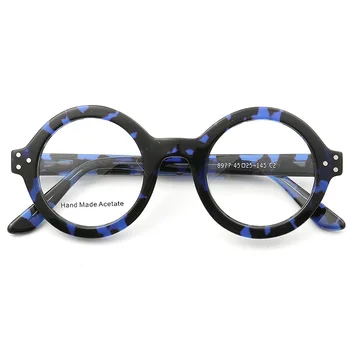 Büyük boy Yuvarlak Kadın Gözlük El Yapımı Kalın Asetat Çerçeveleri Tam jant Optik Gözlük Çerçeveleri Erkek Gözlük Optik rx katlanabilir Siyah