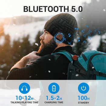 Unisex Bluetooth uyumlu Koşu Şapkası, Bluetooth Bere, 5.0 HD Stereo Bere Kulaklık, Kış Şapka, Elektronik Hediyeler 2