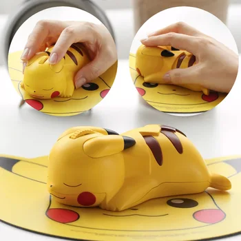 2022 Pokemon Pikachu Şekil pc bilgisayar Dizüstü Bluetooth Kablosuz Fare Anime Kawaii Pikachu Mouse Pad Pikachu Fare Mat Oyuncak