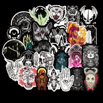 10/30/50 adet Şeytan Siyah Ve Beyaz Punk Tarzı Gotik Graffiti Sticker Cadı Çıkartmaları DIY Telefon Karalama Defteri Dizüstü Bagaj Su Geçirmez