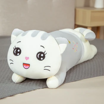 Sevimli Yumuşak Uzun Kedi Yastık peluş oyuncaklar Dolması Duraklama Ofis şekerleme yastığı Yatak Uyku Yastık Ev Dekor Hediye Bebek Çocuklar için kız