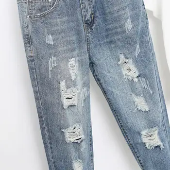 Yeni Yırtık Kot kadın kıyafetleri Gevşek Streç Yüksek Bel Kot Kadın Kot Pantolon Artı Boyutu Vintage Anne Kot Pantolon Q5513 3